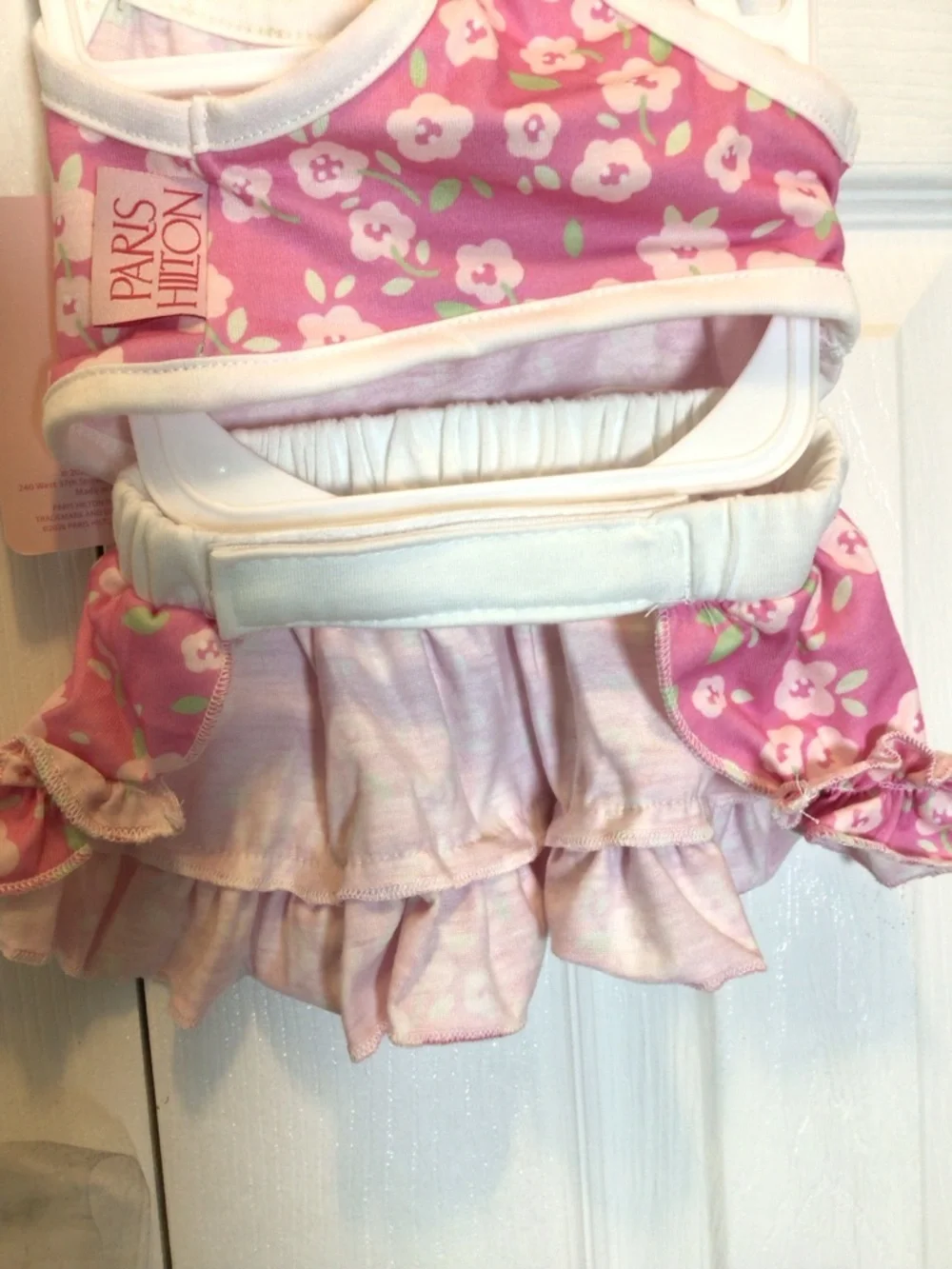 Paris Hilton Pet Dog Cat Apparel 2pc Pink Floral Tank & Ruffle Skirt Set XS or S